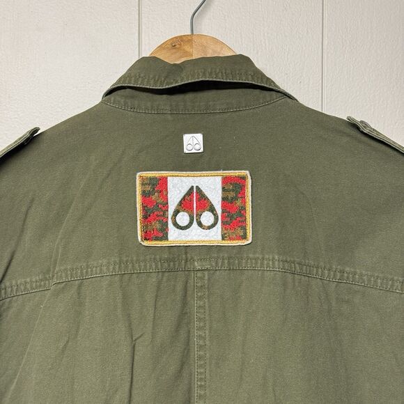 Moose Knuckles Military Style Barn Jacket Logo Patches Full Zip Jacket Women M - Picture 11 of 16